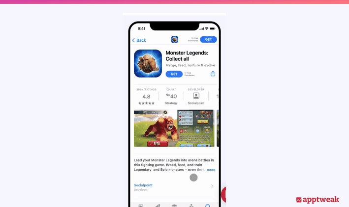 AppTweak App Page Preview feature on an iPhone X